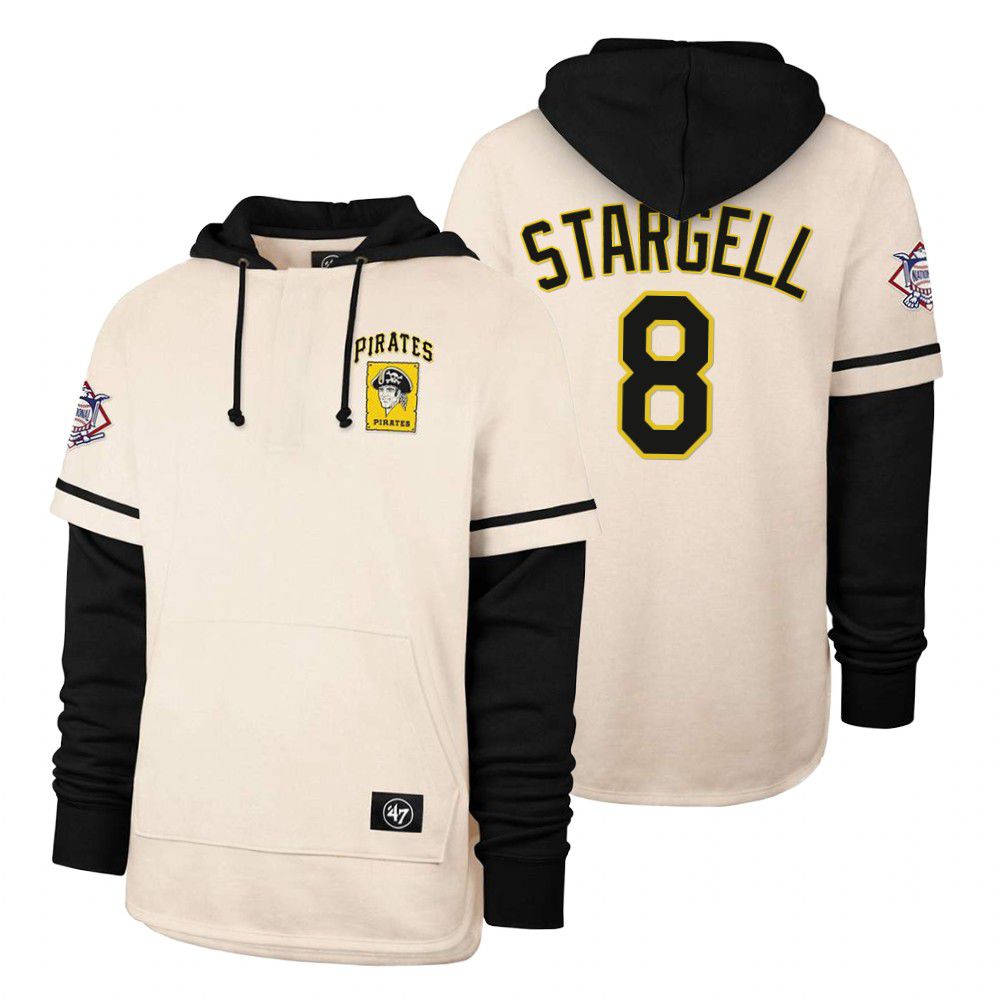Men Pittsburgh Pirates #8 Stargell Cream 2021 Pullover Hoodie MLB Jersey